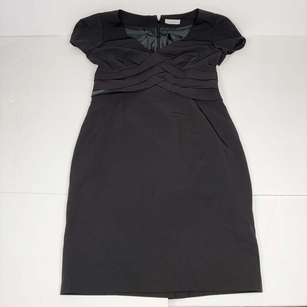 Calvin Klein Women Black Criss-Cross Front Sheath Dress Size M